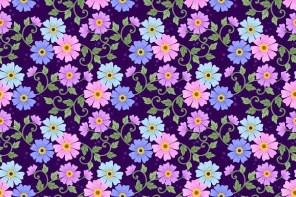 Download Blooming Flowers on Purple Color Pattern - Color pattern Collection