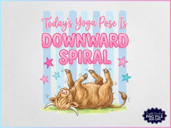 Download Preppy Funny Highland Cow Yoga PNG - Premium Resources