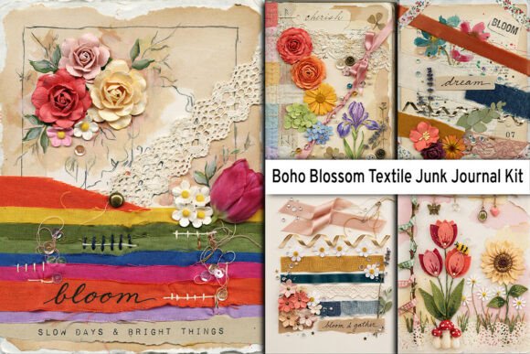 Download Boho Blossom Textile Junk Journal Kit - Blossom Collection