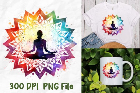 Download Yoga Meditate Silhouette Mandala Rainbow - Yoga Collection