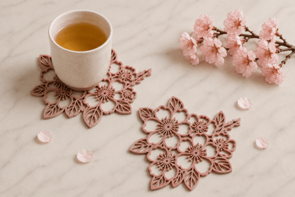 Download Cherry Blossom Coaster 3D Print, STL - Blossom Collection