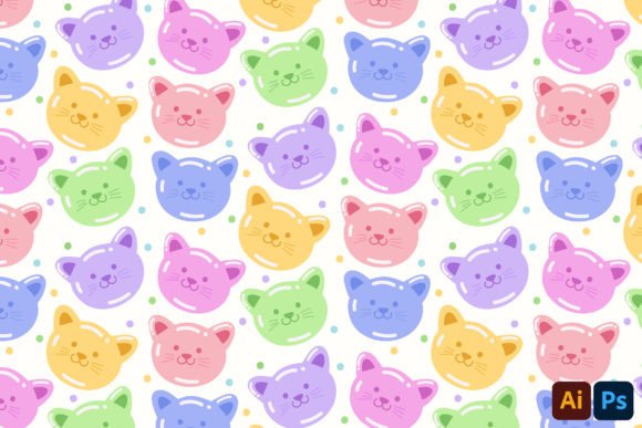 Download Hand-drawn Flat Cat Pastel Color Pattern - Color pattern Collection
